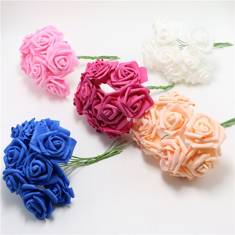 2020 New Design Pink Artificial Foam Rose Flowers With Stem Home