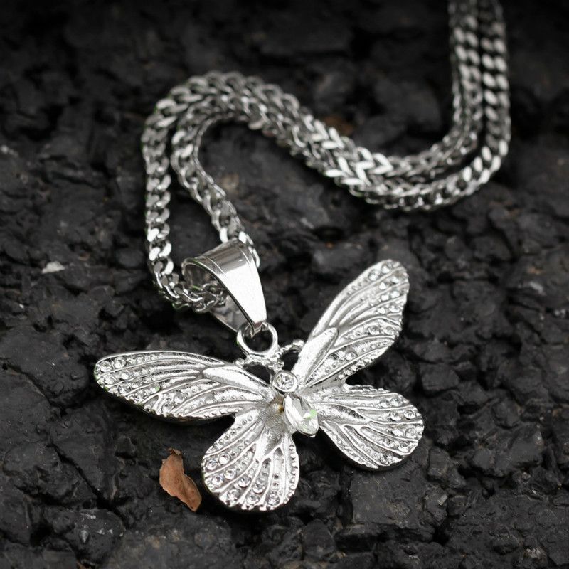 Stainless Steel Diamond Butterfly 
