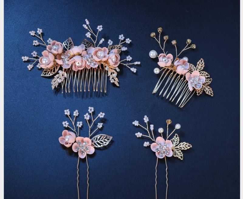 Pink Flower Hair Comb Comb Childrens Show Headwear Accessories Bridal