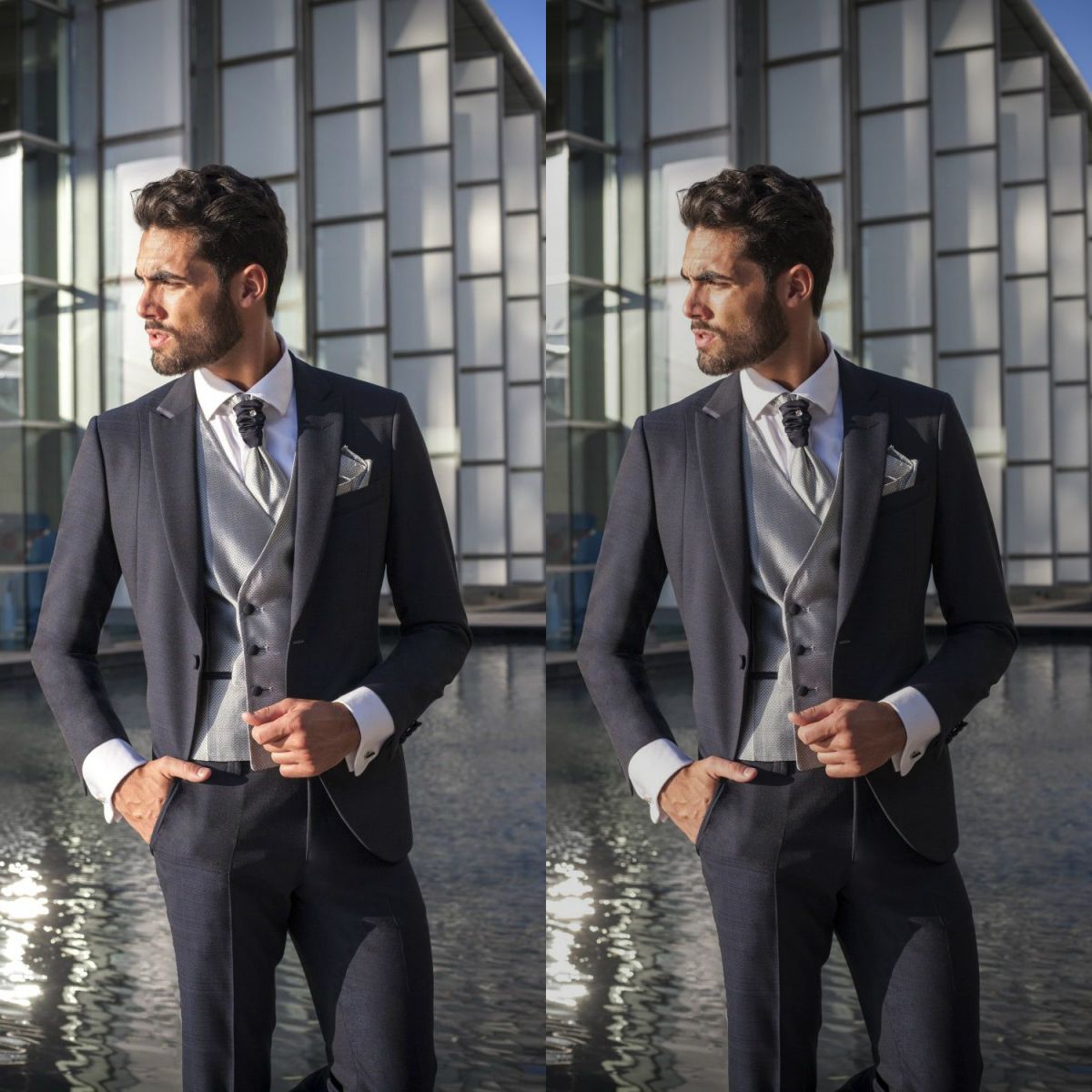 Acquista Smoking Da Uomo Grigio Scuro Abiti Da Cerimonia Business