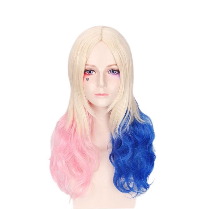 Hot Cosplay Wigs Harley Quinn Party Fancy Ball Long Curly Hair