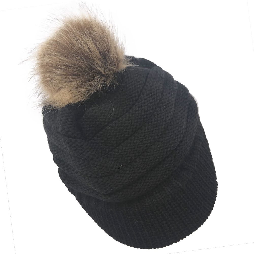 Fashion Winter Warm Hats Pompoms Solid Color Thick Outdoor Cap Men Soft Knitting Hat Unisex