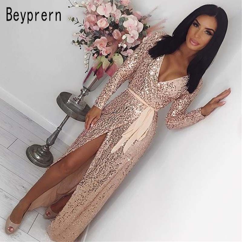 gold glitter wrap dress