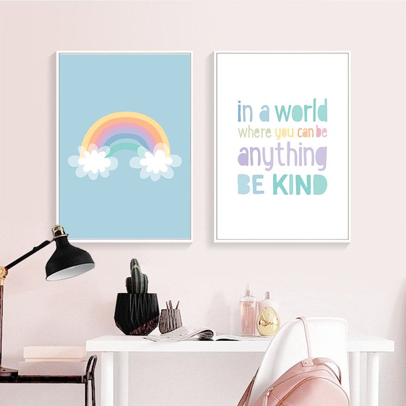 2020 Rainbow Nursery Quotes Child Poster Canvas Wall Art Print
