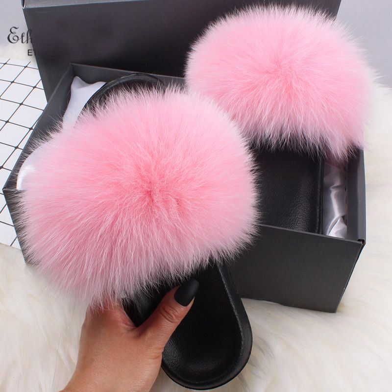 real fur flip flops