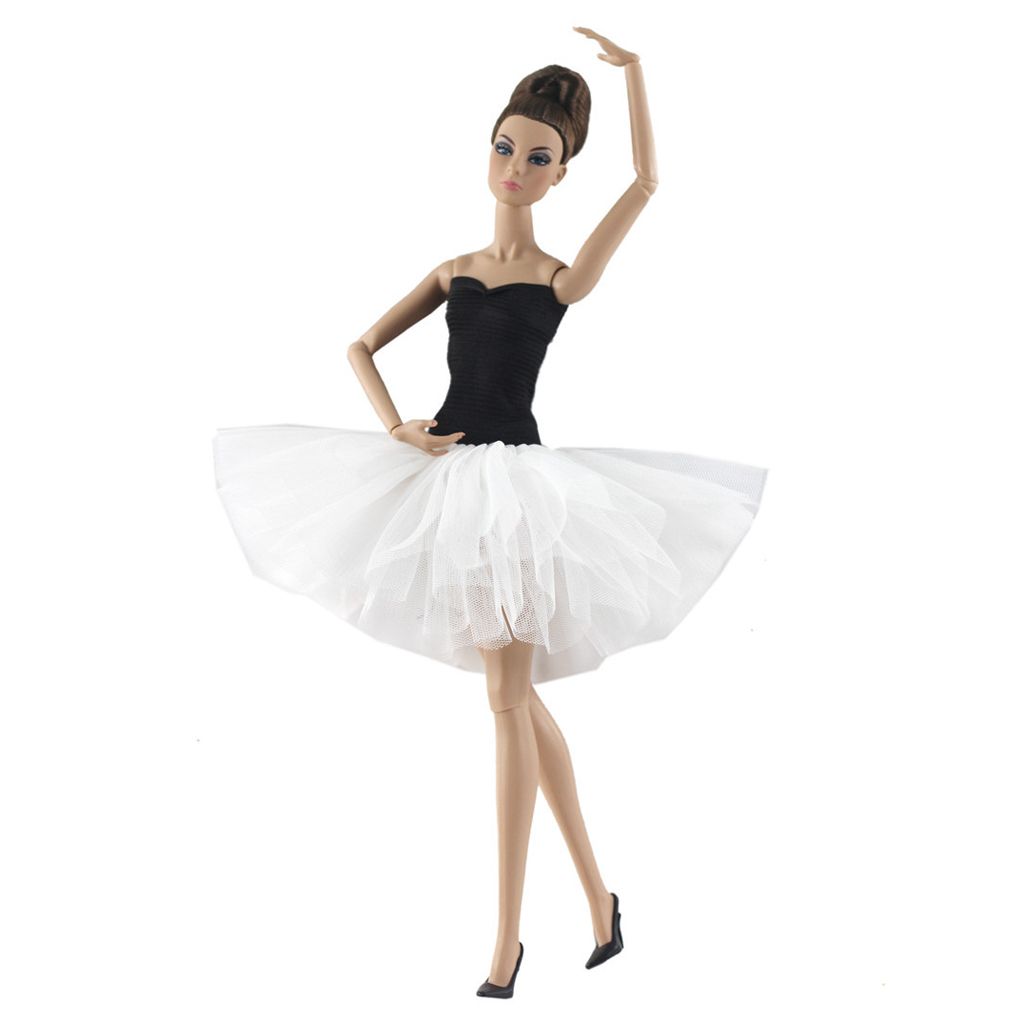 White Ballet Dress For Doll Evening Dresses Clothes For Dolls Toy