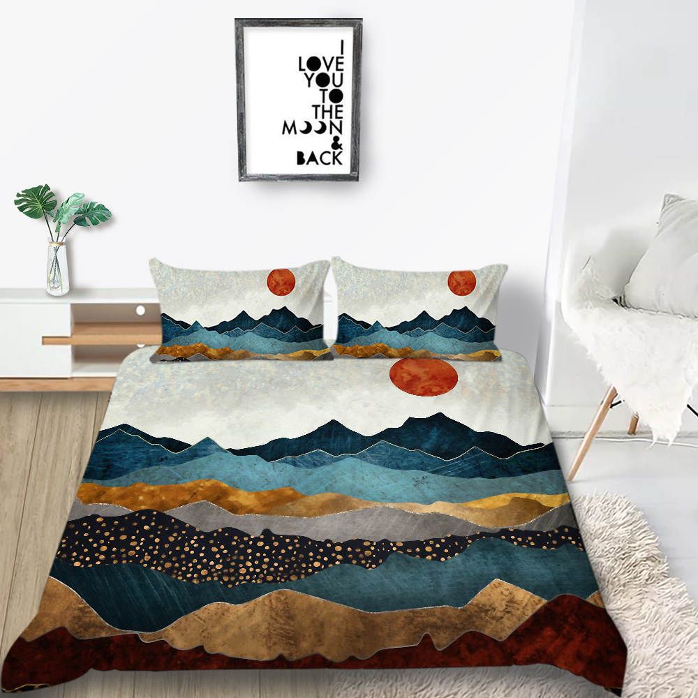 Chinese Bedding Set King Size Abstract Painted Duvet Cover Queen