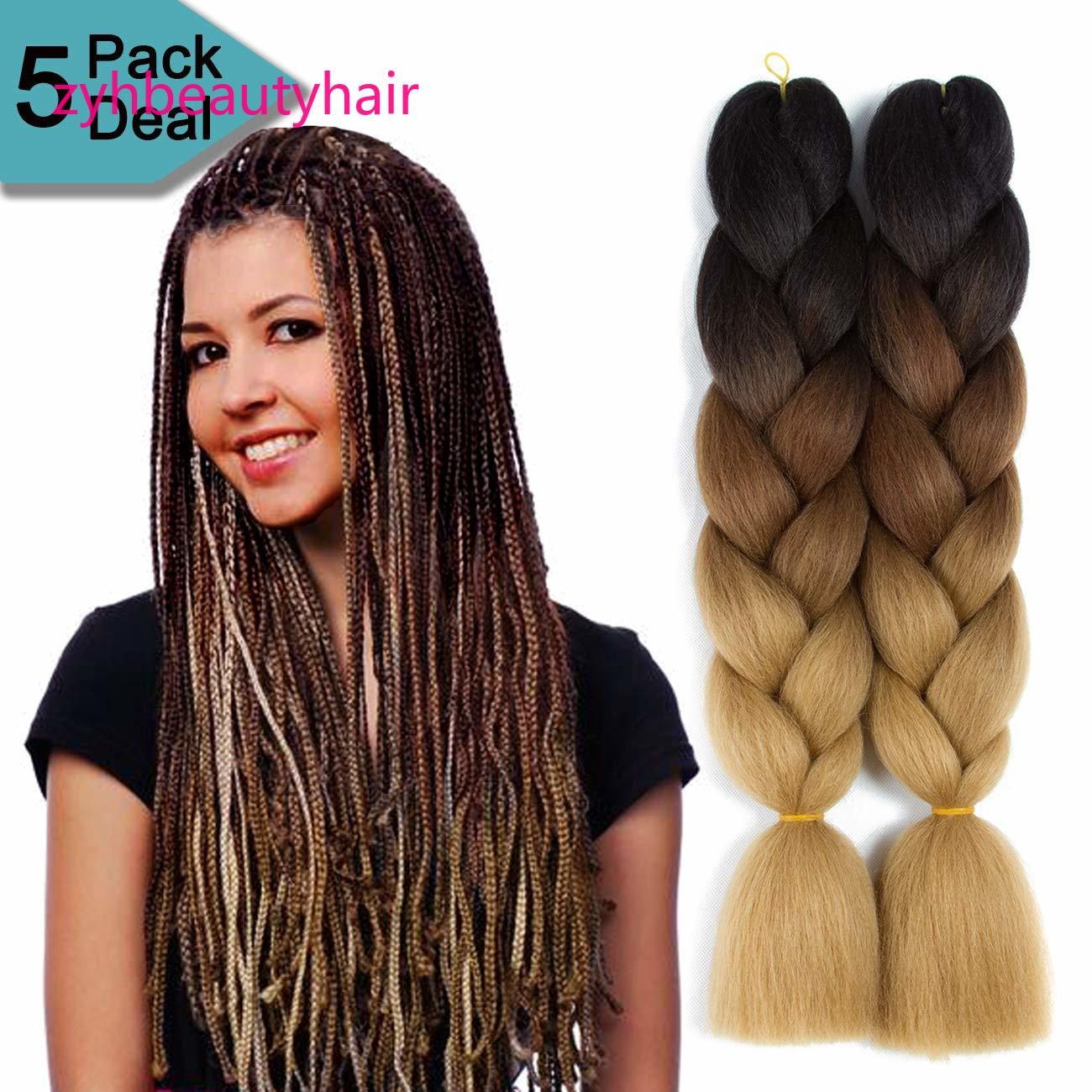 Hot Selling 5 Packs Ombre Jumbo Braids Synthetic Braiding Hair