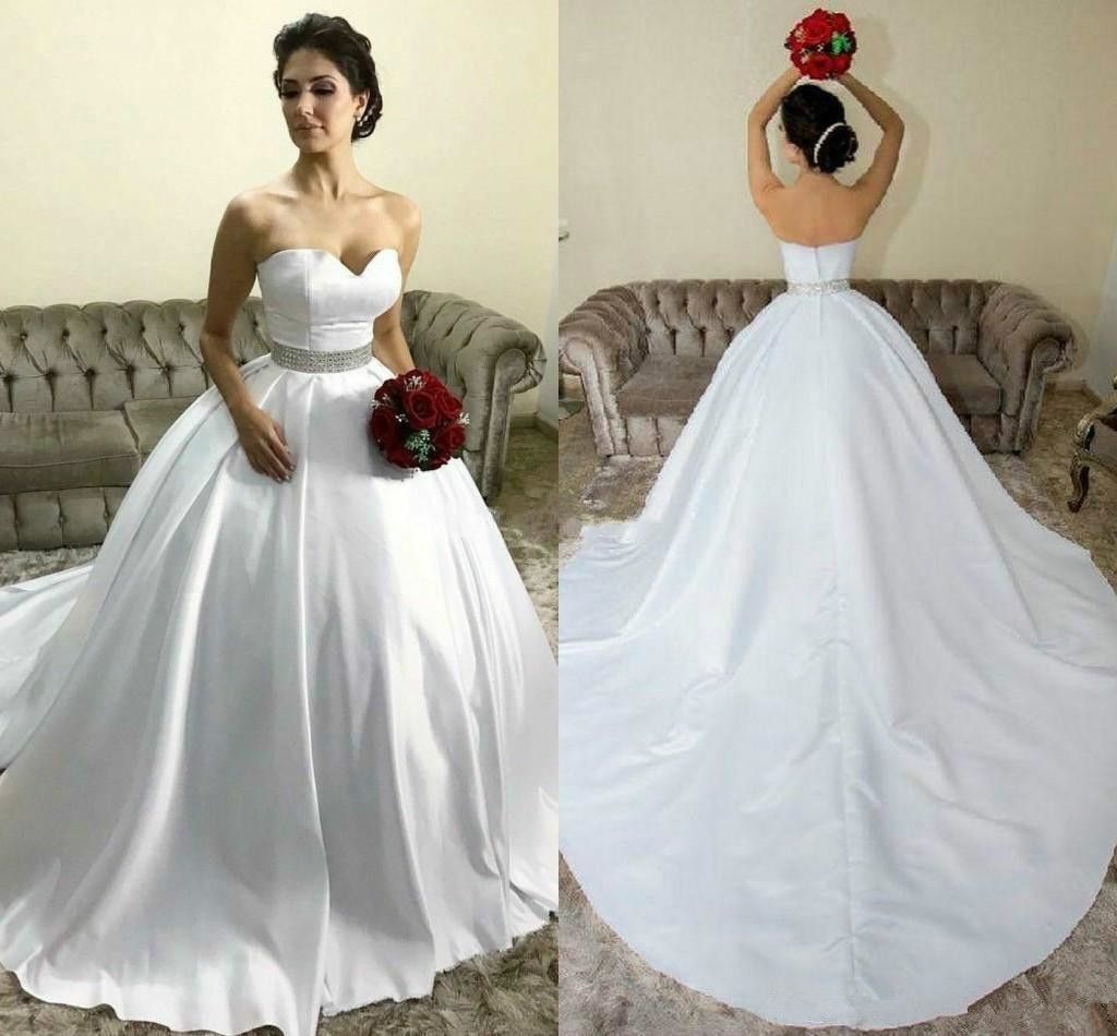 Discount 2019 Sweetheart Country Wedding Dresses Simple Satin A