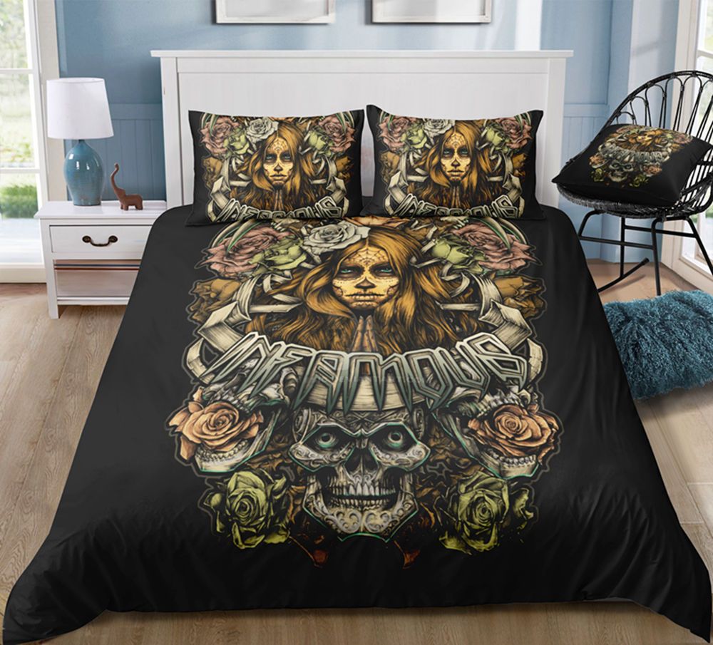 Skull And Girl Bedding Set Twin Size Classic Beautiful Duvet Cover