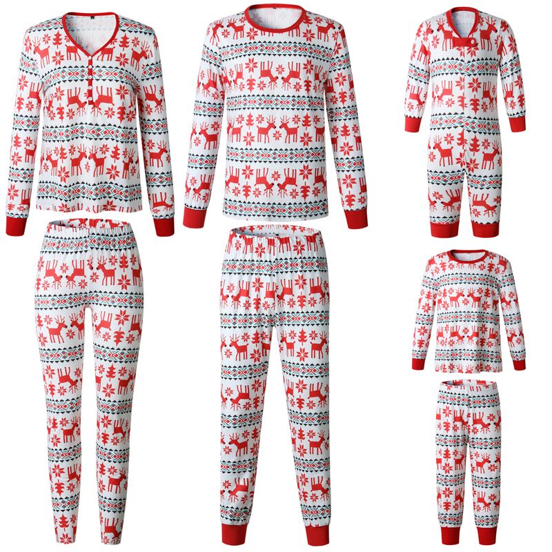 Parent Child Pajamas Set Christmas Sleepwear Matching Family Outfit Tops Pants