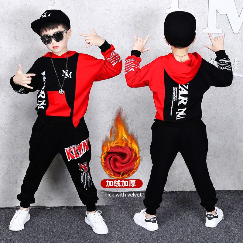 Kids Baby Boys Coat+Pants Casual Velvet Sports Hooded Jacket Trousers Clothes