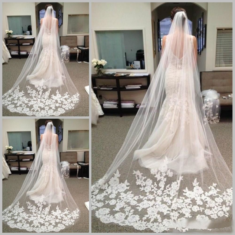 Compre Velos Largos De Lujo Para La Novia 2020 Baratos De Tela De Pelo  Nupcial Capilla Longitud De Encaje Applique Tulle Boda Velos Nupciales A  7,91 € Del Alegant_lady | Es.Dhgate.Com