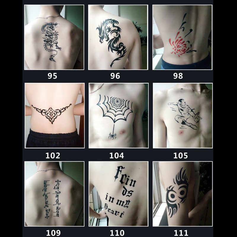 20pcs Large Pattern Glitter Tattoo Stencils Woman Girl Kids Drawing  Template,Flower Butterfly Cartoon Airbrush Tattoos Stencils-3