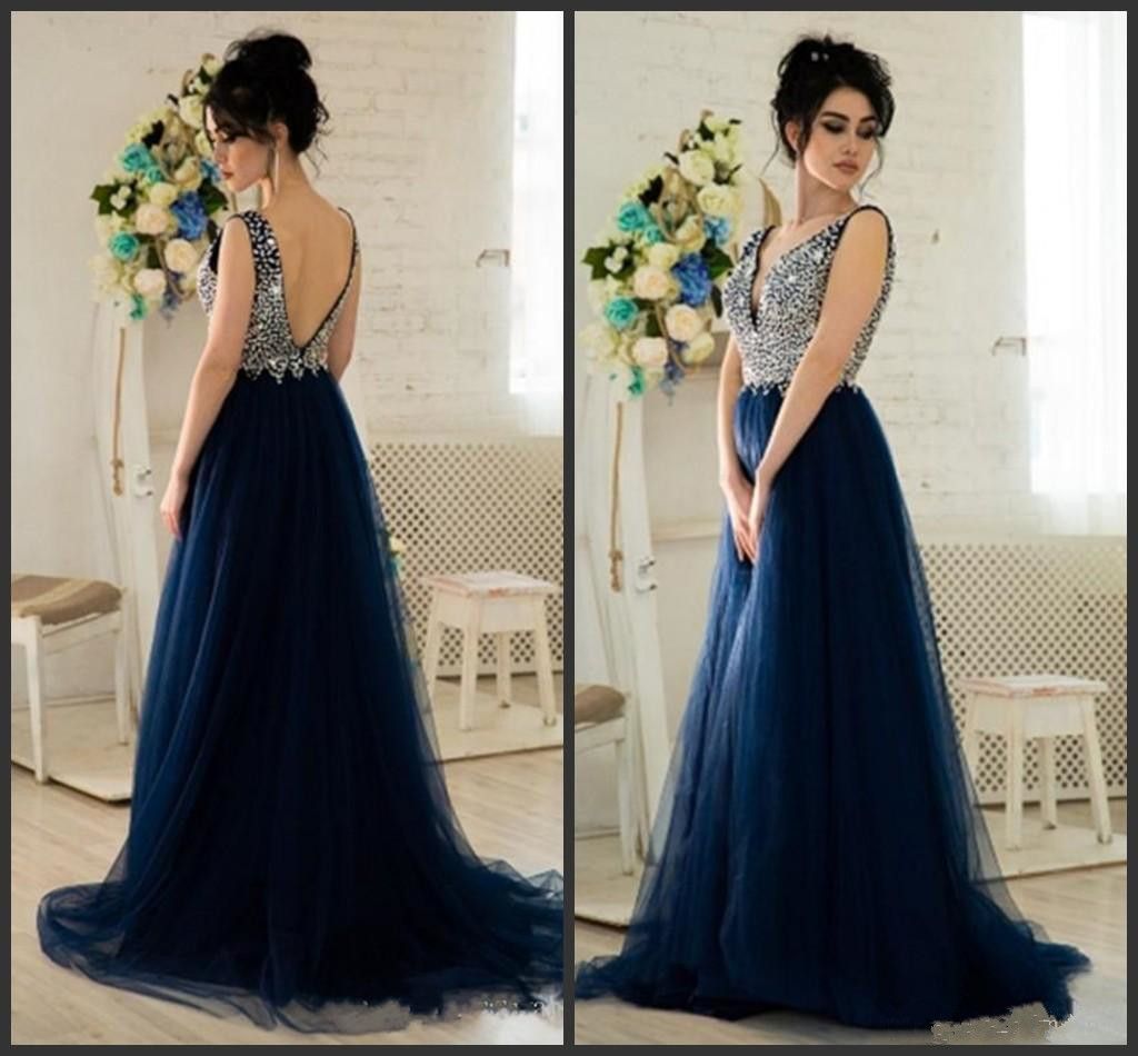 navy blue silver dress