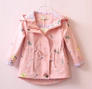 ＃2花刺繍の女の子フード付きのジャケット