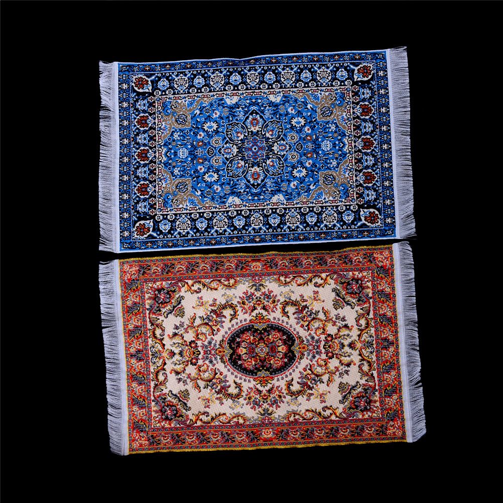 1//12 Maison de poupées tapis de style turc tapis, tapis tapis bleu