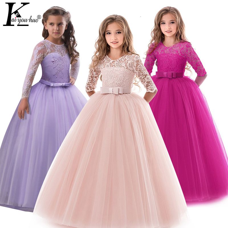 2020 Summer Girls Princess Dress Teenage Children Evening Wedding Dress ...