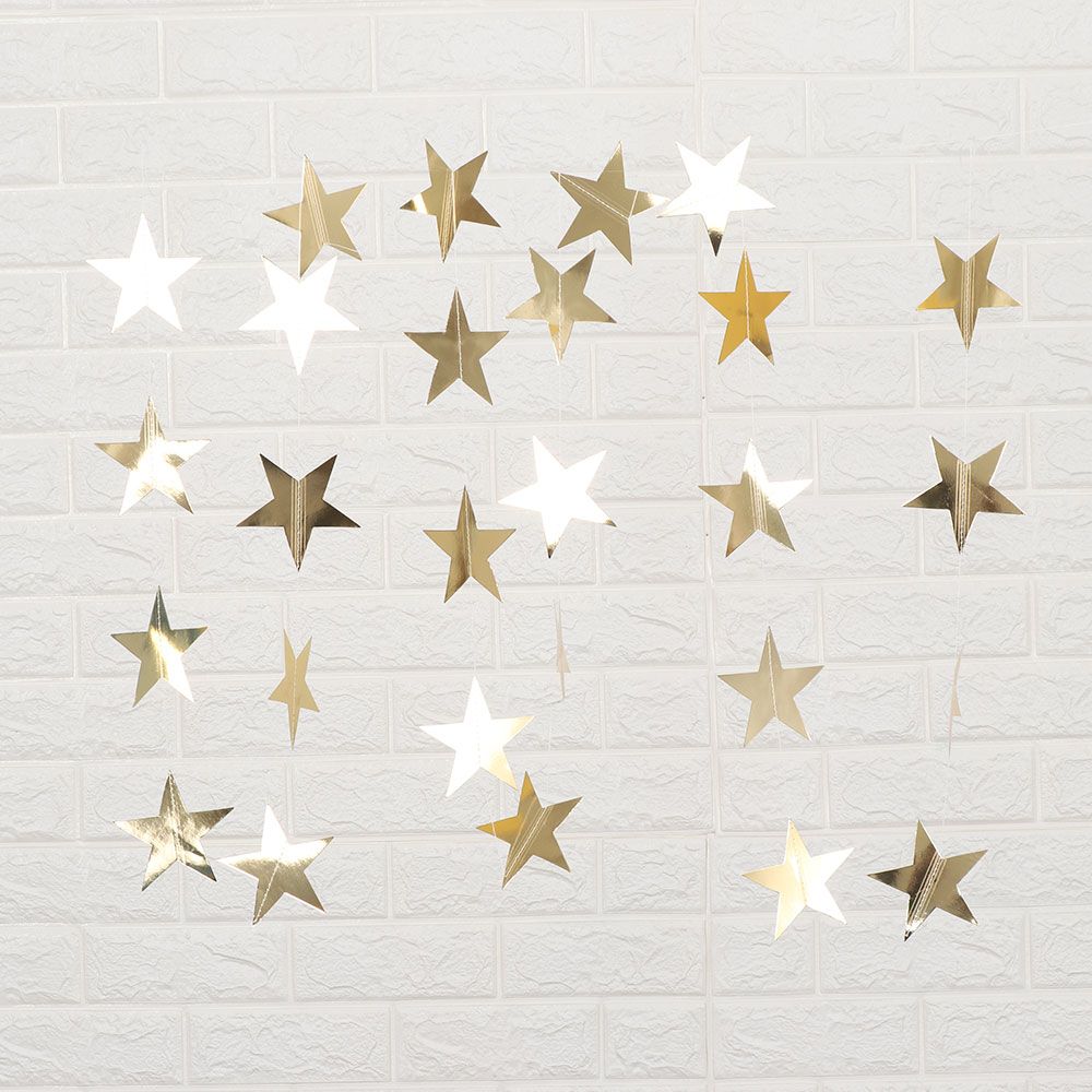 Guirnalda De Papel De Estrella Plateada Con Purpurina Guirnalda De Papel De Estrella Plateada Con Purpurina