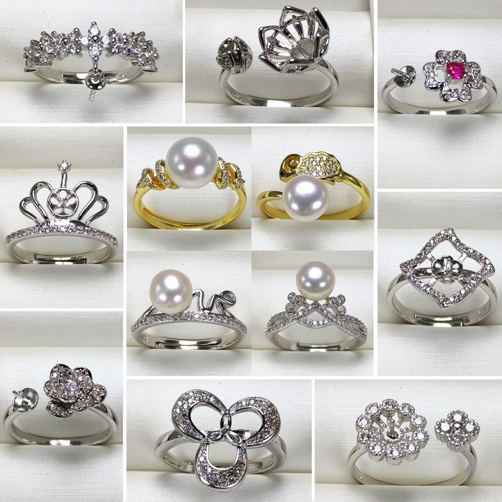 2020 Pearl Ring Settings Zircon Solid 925 Silver Ring Settings 18