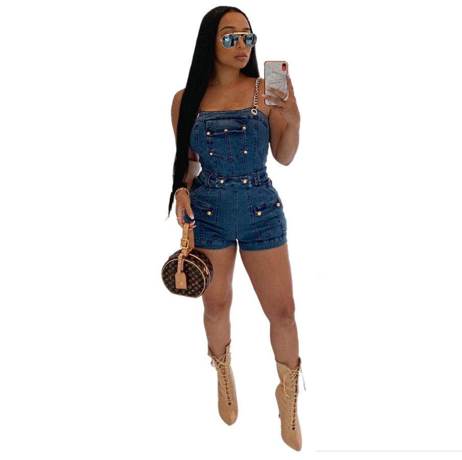 spaghetti strap denim overalls