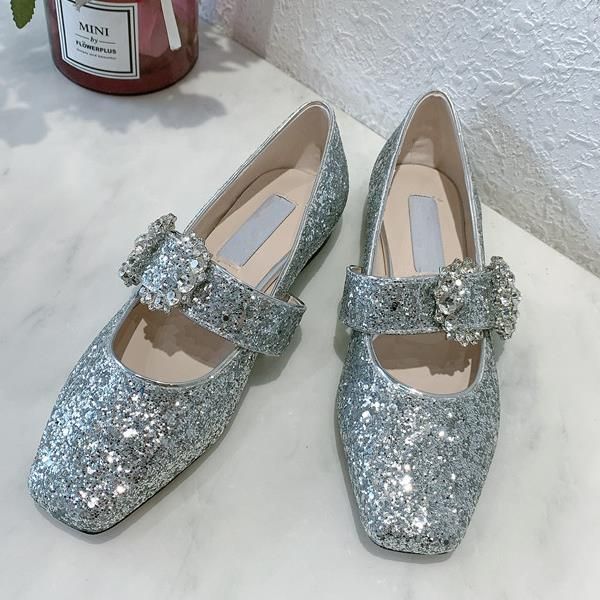 ladies silver ballet flats