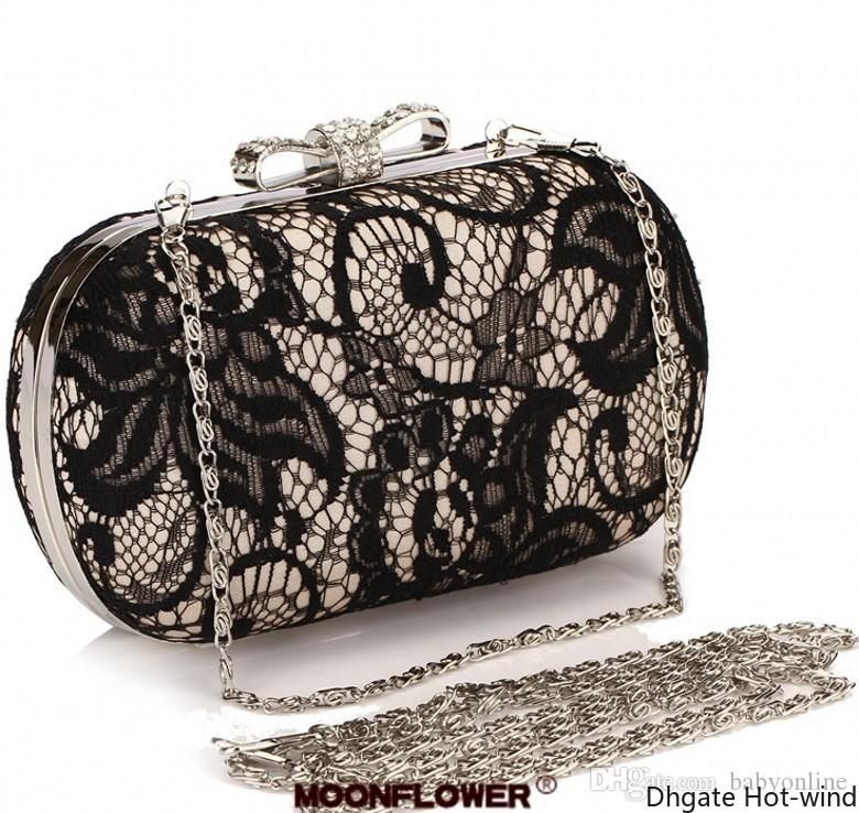 Black Lace Sequins Clutch Evening Bags Handbags High Quality Evening