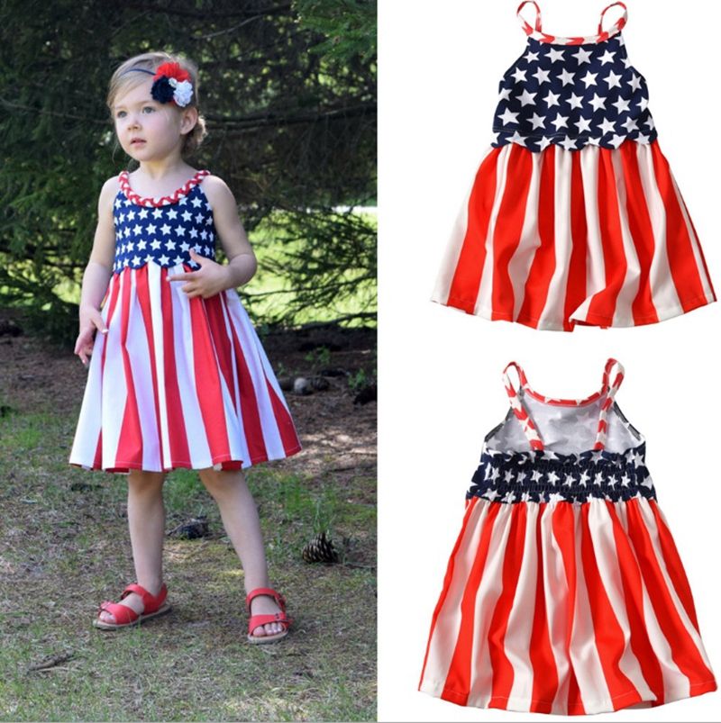 Compra Día De La Independencia Vestidos De Las Muchachas Del Bebé Vestido  De La Liga Plisado Vestido Sin Mangas De Los Niños De La Niña De Verano De  La Ropa De Los