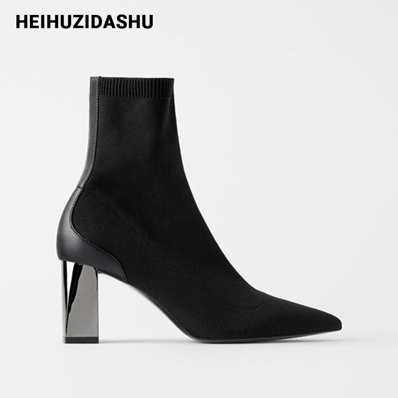 black slim ankle boots