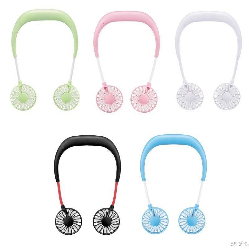 Beioust Hands-Free Neck Band Hands-Free Hanging USB Rechargeable Dual Fan Mini Air Cooler Summer Portable