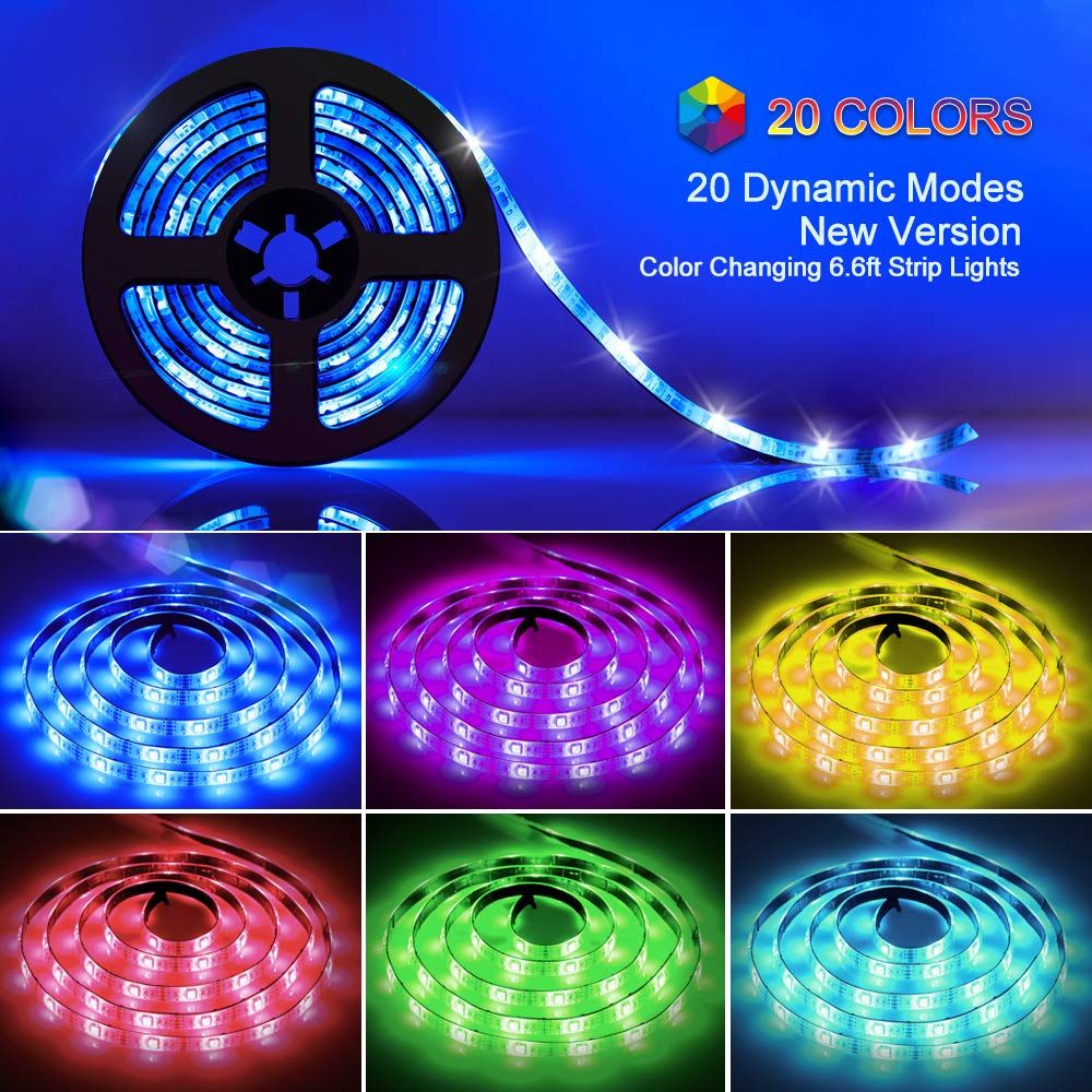 compre 2 pack luces led tira luces funciona con bateria rgb smd5050 luces de cuerda impermeables cambio de color kit de tira led flexible para el