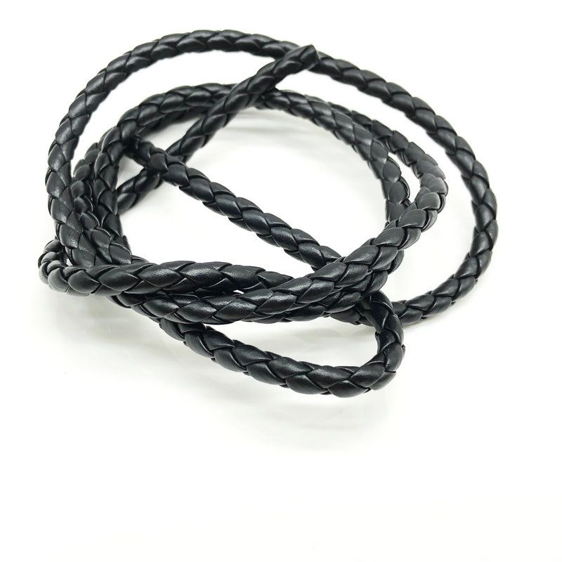 5mm Negro 5M Cuatro Strand PU de la cuerda trenzada de teléfono pulsera del collar de bricolaje cuerda de seguridad móvil Haciendo cuerda trenzada
