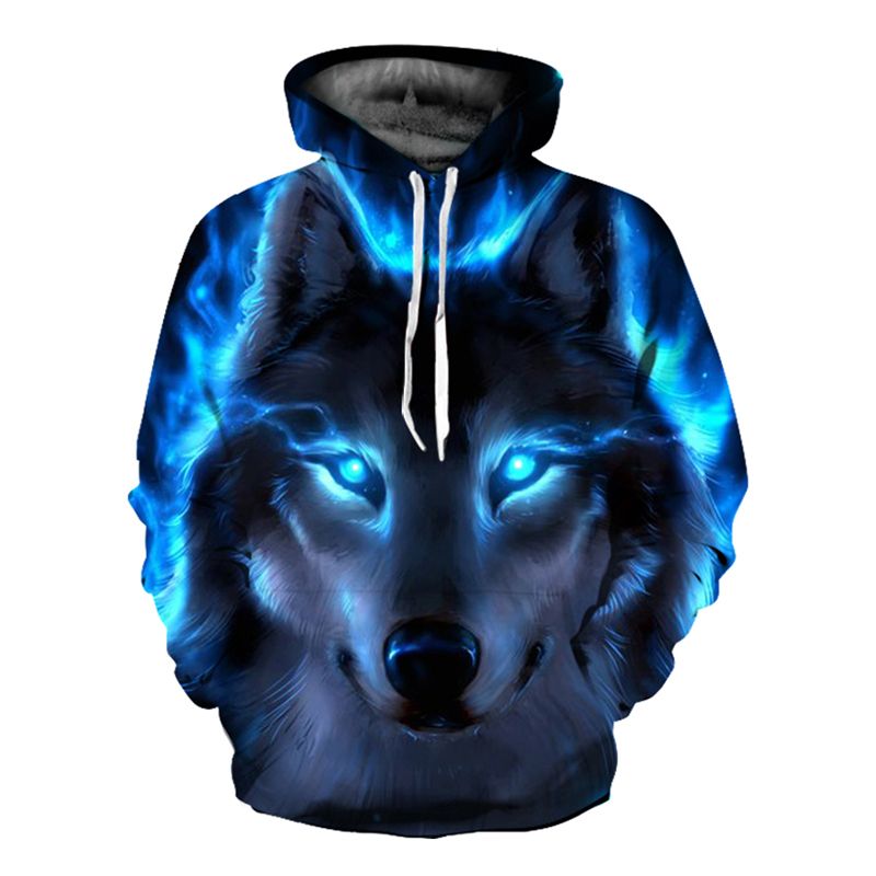 3d wolf moletom com capuz