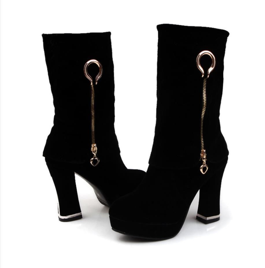 mid calf black suede womens boots