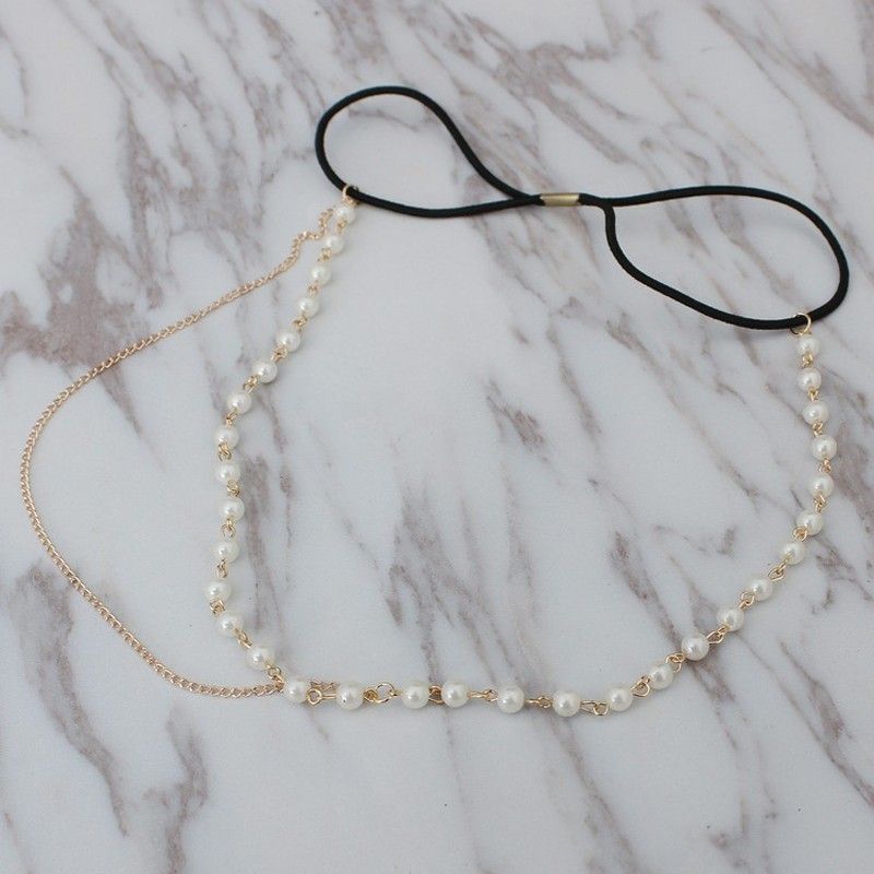 White Pearl Beads Joyas Cadena De Oro Cabeza De Indio