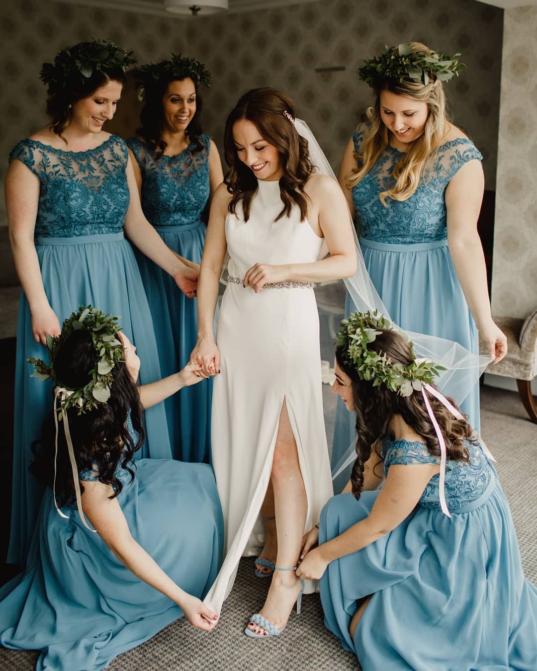 peacock blue wedding dress