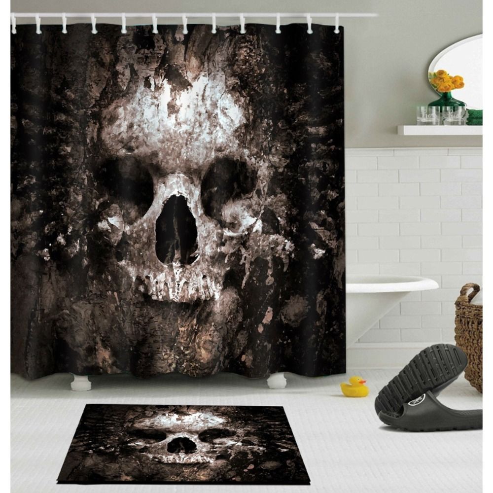 Grosshandel Scary Rusty Rotten Skull Halloween Duschvorhang Und Badematte Set Wasserdichtem Polyester Bad Stoff Fur Badewanne Art Decor Von Dalihua