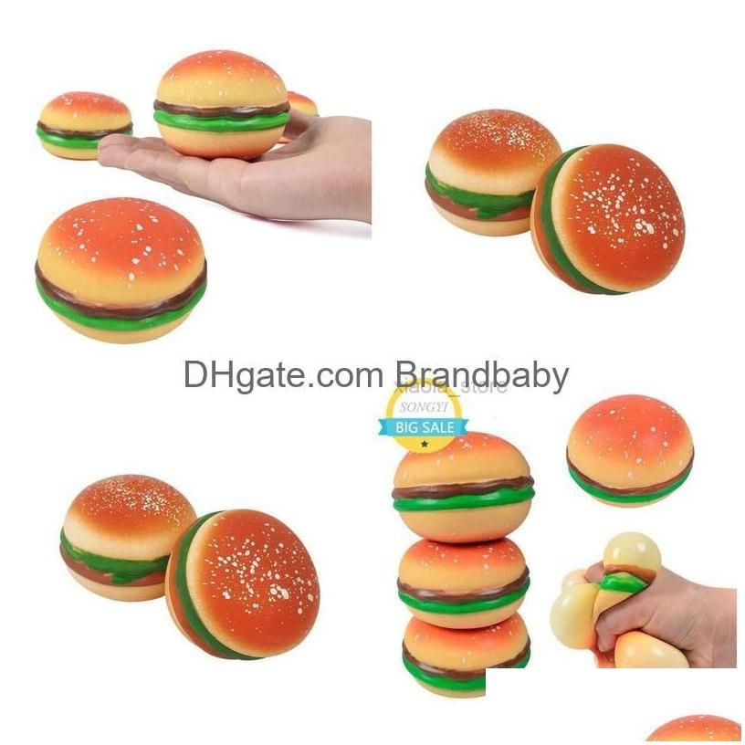 3D Burger Squishys Stress Relief Toy, Hamburger, descompressão