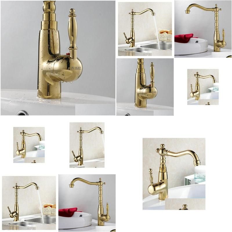 wholesale auswind antique brass gold faucet kitchen swivel faucets bathroom faucet sink basin mixer tap