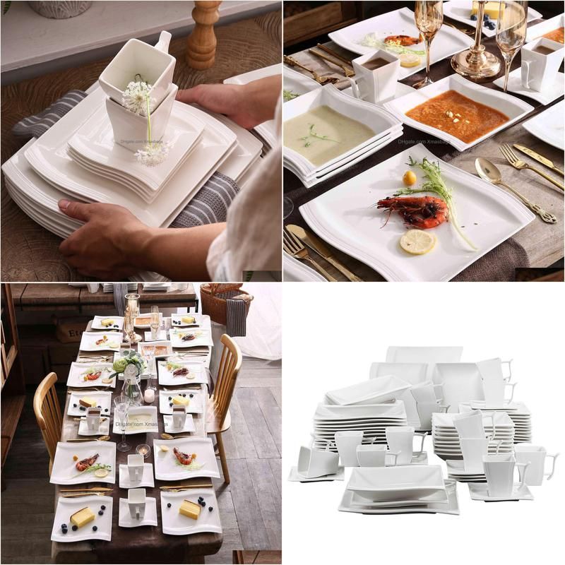 Malacasa Flora White Porcelain Fall Dinnerware Sets Clearance With 12xcup  Saucer, Dessert, Soup Plate Perfect For 12 People DHKRH From Bdesybag,  $154.23