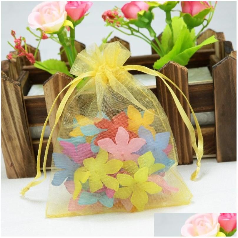 50pcs/lot Adjustable Drawstring Organza Bag 5x7cm 7x9cm 9x12cm 10x15cm  Jewelry Packaging Candy Wedding Party Gifts Pouches