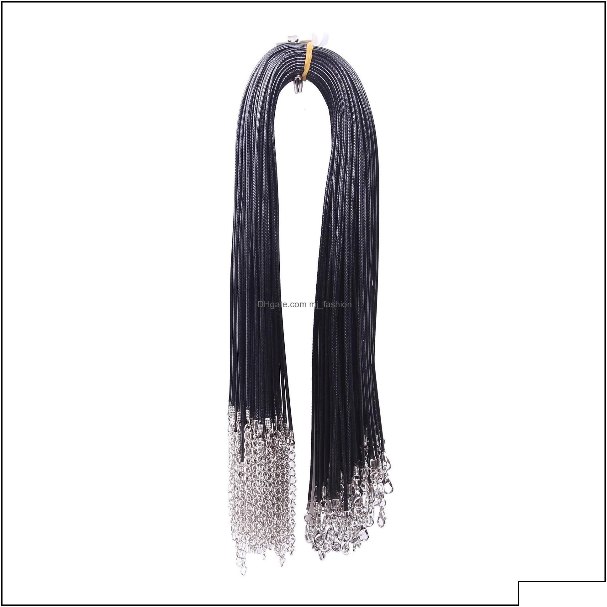 100pcs Black Wax Leather Cord Necklace Rope Chain Clasp String Thread Cable  Jewelry Making Accessories 