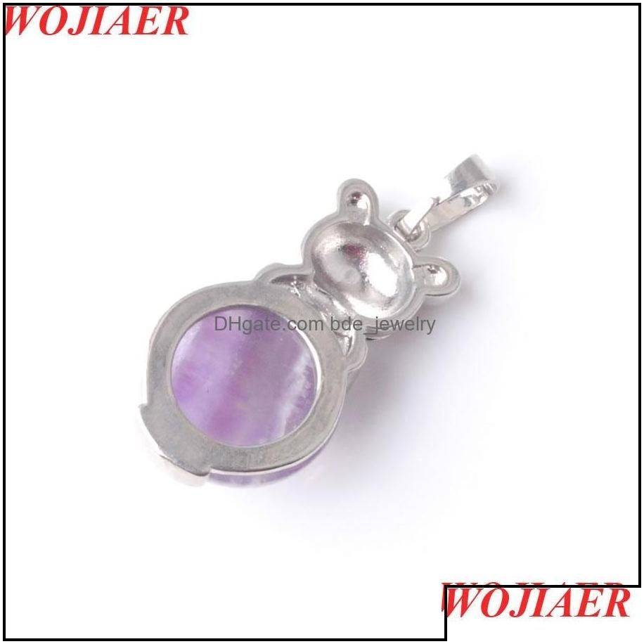 Pendant Necklaces Cute Natural Animal The Rabbit Pendant Bead Round Gem Stone Fashion Jewelry For Women Be906 Drop Deliver Bdejewelry