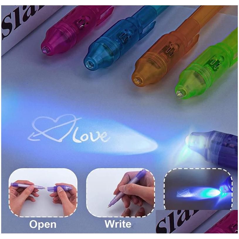 Stylo bille magique avec encre invisible et LED UV pour messages secre –  Stock de cadeaux