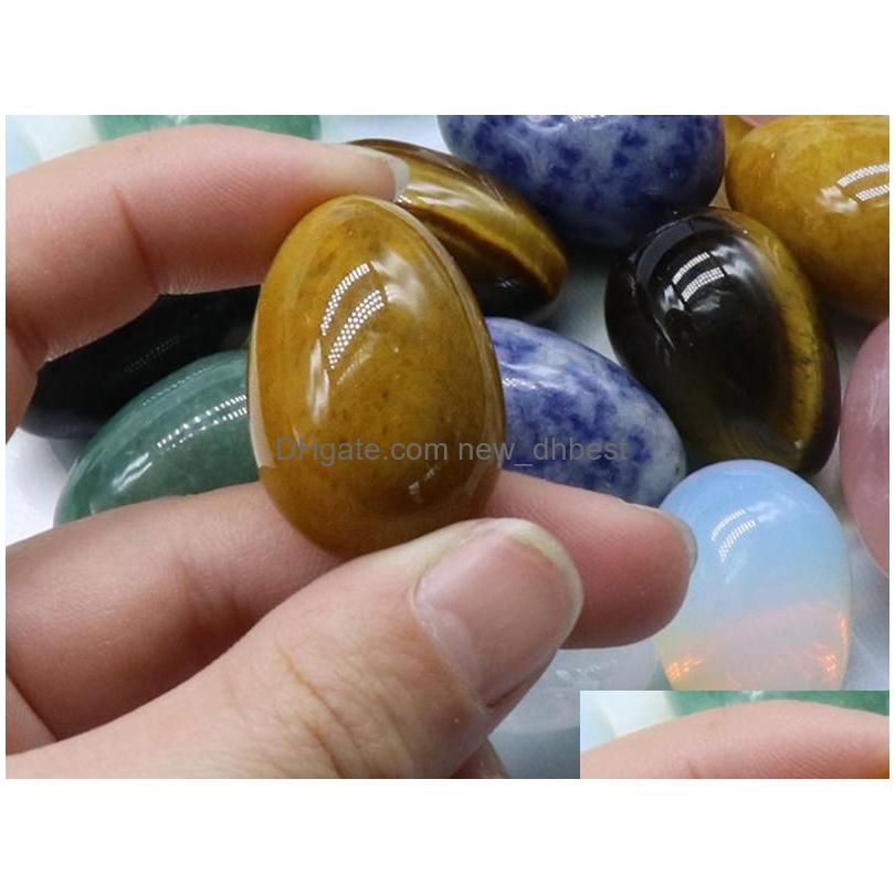 8piece loose gemstone egg shaped crystal gem chakra healing balance kit with box for collectors aura therapists and yoga