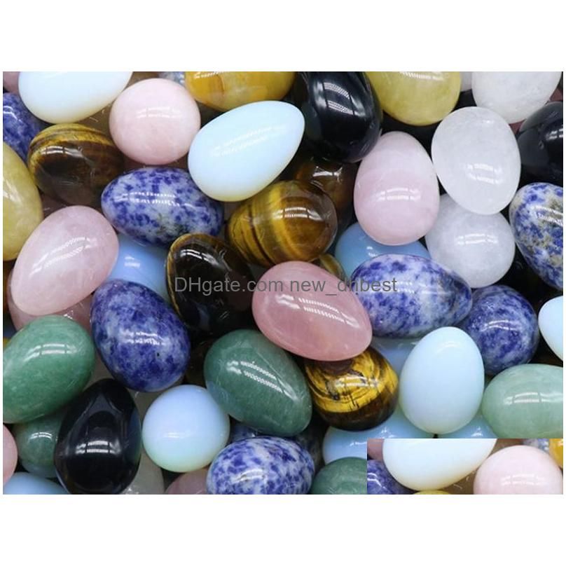 8piece loose gemstone egg shaped crystal gem chakra healing balance kit with box for collectors aura therapists and yoga