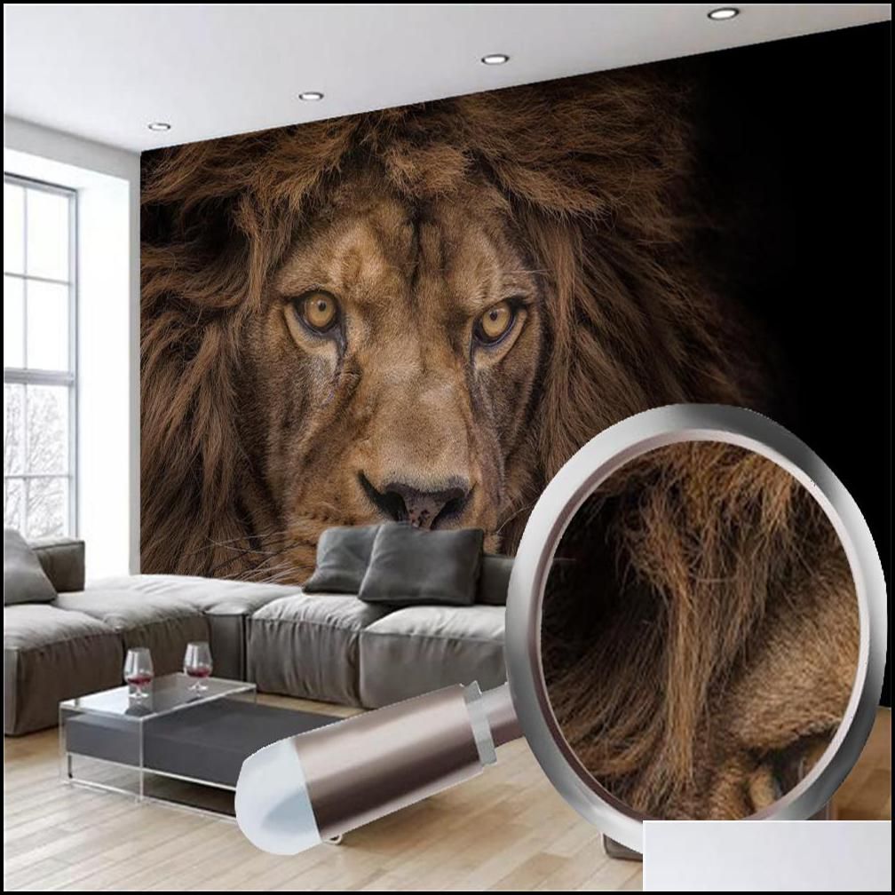 Wild lion Dining Room Wall Mural - TenStickers