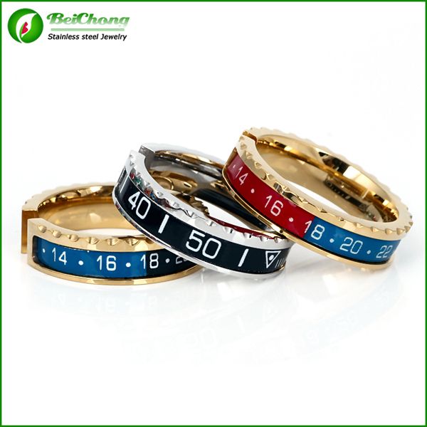 2021 BC Jewelry Titanium Gear Stainless Steel Waves Speedometer Ring Men Ring Cuff Designs BC