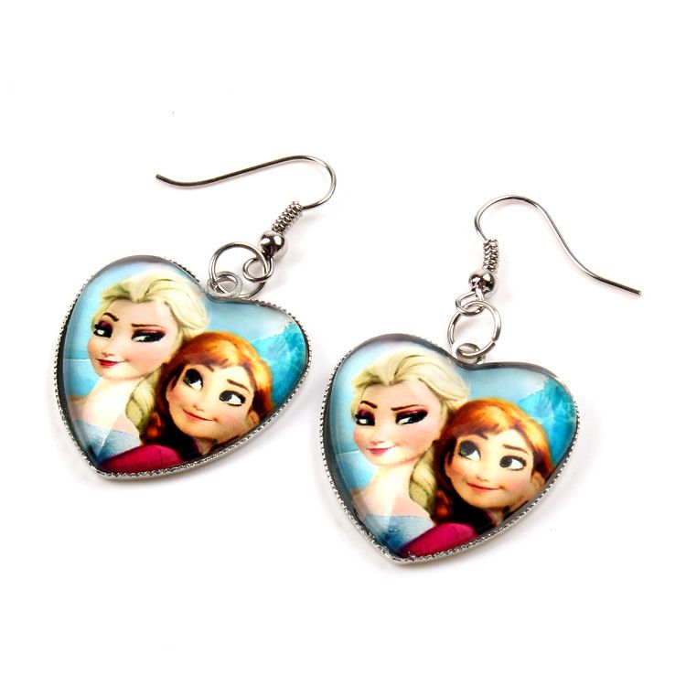 2021 Frozen Earrings Elsa Anna Heart Dangle Chandelier Earrings Women Children Girl Charm 