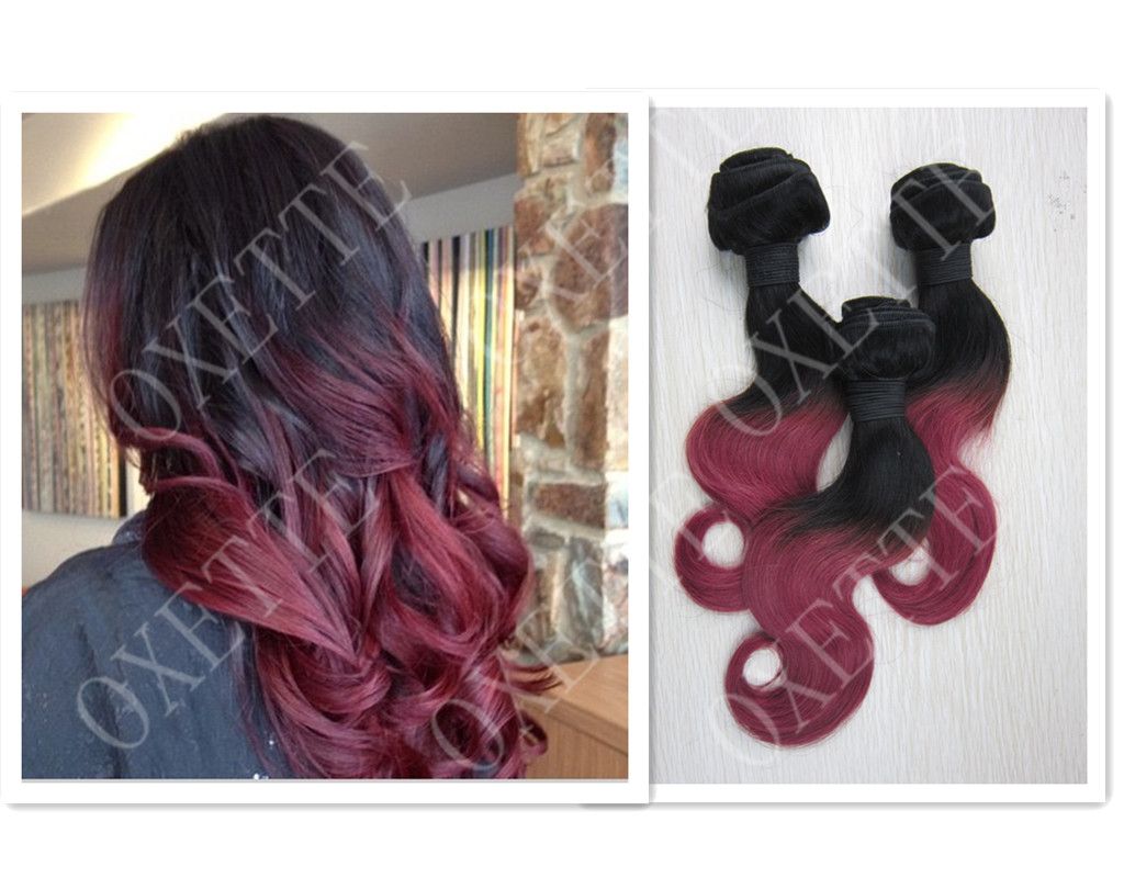 Oxette Burgundy Ombre Hair ExtensionsTwo Tone Colors 1tburg